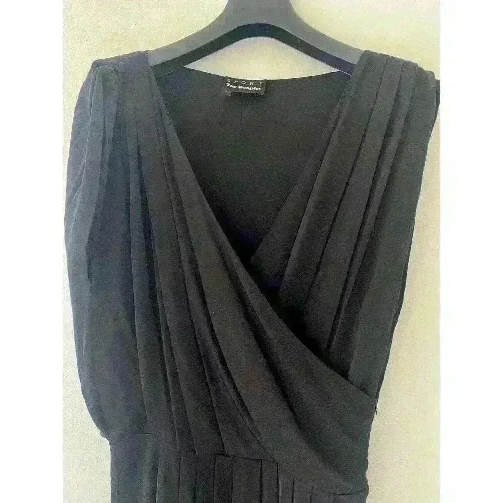 THE KOOPLES SPORT Shiny V Neck Jersey Dress Black Size S